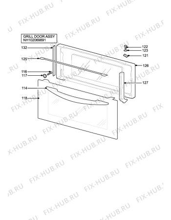 Взрыв-схема плиты (духовки) Electrolux EDOMBR - Схема узла H10 Grill door assy